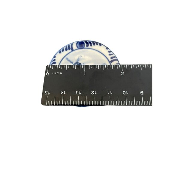 Blue & White  Mini Cup & Saucer Windmill Floral Hand Painted Elesva Holland VTG - Picture 10 of 12